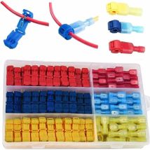 120Pcs Connecteur de fil T-Connector, connecteur rapide de cosse électrique, connecteur rapide T-Tap, Kit de connecteur terminal entièrement