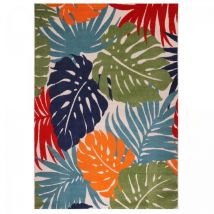 Jadorel - Tapis extérieur kilim 140x200 bleu et rouge rectangle chimeki