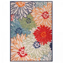 Jadorel - Tapis extérieur kilim 160x230 bleu et beige rectangle chimeka