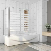 Faltwand 2-teilig Mit Seitenwand 6mm Esg 120x70x140cm Badewannenaufsatz Milchglas Streifen Links Duschwand Dusche Duschabtrennung
