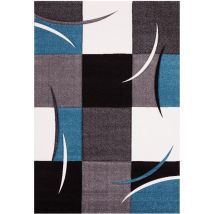Unamourdetapis - Tapis salon et chambre 280x380 bleu rectangle tissé motif damier comma