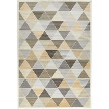 Tapis salon et chambre en laine 160x230 beige rectangle tissé motif géométrique TRIA
