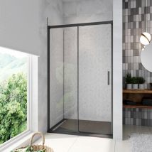 Aica Italy - 140x195 cm Box Doccia Per Nicchia Porta Scorrevole in Vetro 8 mm Temperato Trasparente Anticalcare Profilo Nero Opaco Softclose