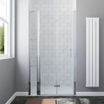95x197 cm Nischentür Duschtür Falttür Nano Glas Duschwand Faltbar Glastür, Spritzschutz im Bad, barrierefrei einbaubar