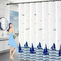 Csparkv - 120x200- Anti Moisissure Rideau de Douche Ourlet Lesté, Imperméable Rideaux de Douche Lavable, Océan Rideaux Douche Tissu Polyester avec