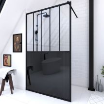 Aurlane - 120x200 cm Doccia Doccia Tipo di parete Verrieres - Glass Tempexed 5mm e opaco in alluminio nero