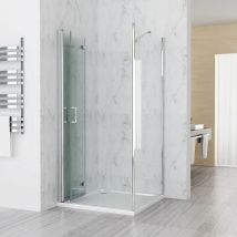 Duschkabine Falttür Eckeinstieg Duschabtrennung ESG Nano Glas, Tür 80 x 80 Seitenwand x 197cm mit Duschwanne