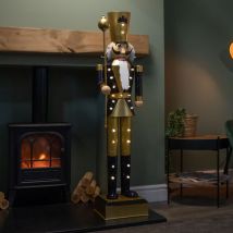 1.21m Battery Operated Light up Christmas Nutcracker with LEDs in Navy and Gold