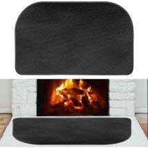 122 x 76 cm Tapis de Cheminée, Tapis Ignifuge Fibre Verre Épaisse Tapis Foyer Antidérapant Noir Résistant Aux Flammes Étincelles Braises Protection