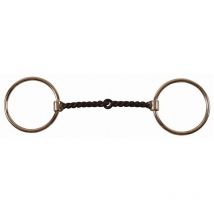 Filetto western in inox ad anelli con imboccatura in ferro nero a torciglione grosso: 12,5 cm