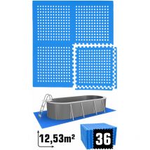 12,5 m² Stuoia di Sottofondo per Piscina - 36 Tappetini in eva 62x62 per Esterni - blau