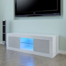 Famiholld - 125cm led tv Cabinet Unit Two Door White Gray Color for Livingroom
