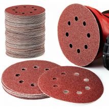 Promotion 125mm 60 80 100 120 240 Disques de Ponage Forme Ronde Feuille Polissage 8 Trous Forme ronde(100cps)
