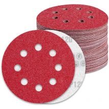 Tinor - 125mm Sanding Discs 120 Grit Sandpaper 100 Pieces 8 Holes Sanding Disc for Random Orbital Sander