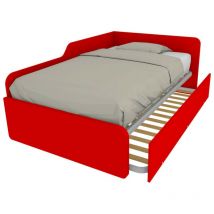 Canapé-lit double 120x190 avec dossier et deuxième lit extractible - Rouge