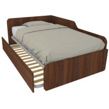 Mobilfino Camerette - Divano letto piazza e mezza 120x190 con spalliera e secondo letto estraibile - Noce canaletto