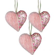 12cm Heart Baby Pink - 3Pcs Christmas Hanging Decorations