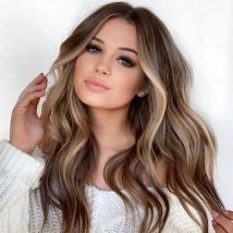 LIFCAUSAL Perruque Longue 22" Ondulée Dégradé Blond Naturel en Fibre Synthétique Thermorésistante pour Fêtes et Cosplay