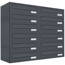 12er Briefkasten-Anlage Tür- Zaundurchwurf ral 7016 Anthrazit