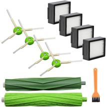 Qiyao - 12er-Pack Ersatzteile für IRobot Roomba Combo I5 I5+ J5 J5+ I7 I7+ I8 I8+ Roboterstaubsauger, 2 Hauptbürsten, 4 HEPA-Filter, 4 Seitenbürsten