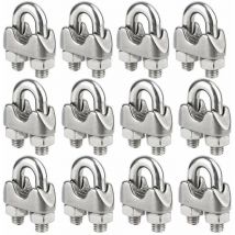 12er-Pack Kabelklemmen aus Edelstahl für Drahtseile mit 4 mm Durchmesser (M4)
