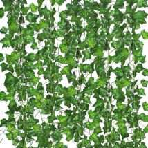 12er-Pack künstliche Ranken zur Raumdekoration, künstliche Efeugirlande mit Klammern für Schlafzimmer, ästhetische Dekoration für Haus, Garten, Wand,