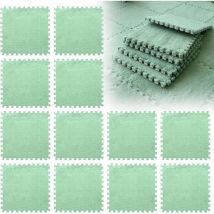 12er-set Flauschige Schaumstoff-puzzlematten 30 X 30 Cm – Weiche Ineinandergreifende Bodenplatten Für Wohnzimmer, Schlafzimmer Oder Spielbereich Grün