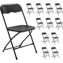 12er-Set schwarzer Klappstühle für den Gartenempfang Schwarz