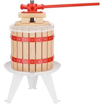 Presse à fruits – 370 x 370 x 575 mm – capacité 12 l – avec Panier en hêtre et Torchon Sac de filtrage – Pressoir manuel pour Moût de pomme poire