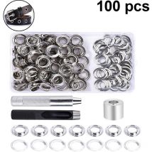 12mm argent air eye 100 ensembles en boîte noir poinçon outil d'installation air eye sac accessoires lacet bâche boucle en métal