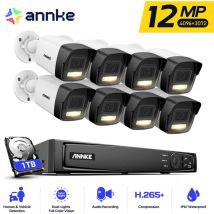ANNKE 12MP Kit de Videosurveillance Vision Nocturne Caméra PoE Détection Mouvement Caméra Kit de Surveillance Protection POE Sécurité Caméra - 1TB