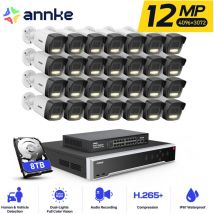 Annke - 12MP PoE Überwachungskamera Aussen,32 Kanäle nvr mit 28 poe Kameras,Nachtsicht, Bewegungserkennung,APP/PC-Fernbedienung,24/7 Aufnahme,8TB hdd