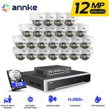 12MP Überwachungskamera Set Aussen,32 Kanäle nvr mit 24 poe ip Kameras,Bewegungserkennung,Nachtsicht,App/PC Fernbedienung,2TB hdd - Annke