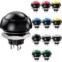Jalleria - 12pcs 12mm Étanche Momentané Bouton Poussoir spst on/off 3A/3V-5V-9V-12V-24V-230VAC, Déblocable Rond Bouton,pour Trompette de Voiture, pc,