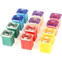 12pcs 12V-24V Forme Carrée Low Profile jcase Fusible Assortiment pour Voiture(20A/25A/30A/40A/50A/60A,Chaque 2pcs)