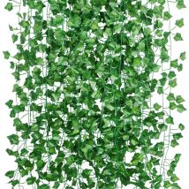 Fei Yu - 12Pcs 2m Artificiel Lierre Guirlande Plante Artificielle Exterieur Faux Lierre Feuillage Artificiel Feuille Guirlande Décoration Interieur +