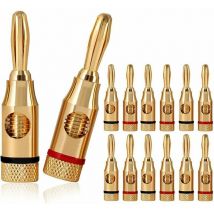 Yoyaxi - 12pcs Banana Plugs, High Quality 24K Gold Plated Connectors for HiFi Speakers, Speaker Cables, Home Theater