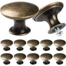 12PCS Boutons de Porte Ronde Poignées de Tiroir 30MM Tiroir de Porte Poignée en Aluminium pour Placards Armoire Cuisine - Bronze