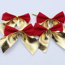 Linjou - 12Pcs Decorazione Ornamento appeso Bowknot Farfalla Decorazione albero carino (12pcs, oro+ rosso)