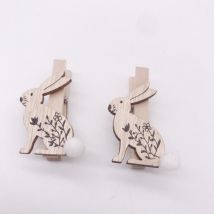12pcs Holzklammern mit Hasenmotiv und Pompom zu Ostern, Osterkinder Basteln Dekoration, Holzklammern Hase als Osterdeko, Ostergeschenk Deko Osternest
