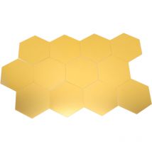 12Pcs Mirror Wall Sticker Gold Hex Shape Large Acrylic Mirror Wall Decal for Kitchen Bathroom Bedroom Living Room Gold XL:15cm