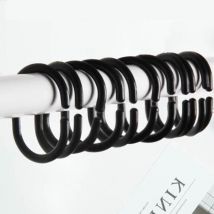 12PCS Noir anneaux coulissants en plastique pour rideau de douche