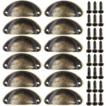 12pcs Poignées De Meuble Vintage Boutons De Tiroir Metal Coquille Pour Placards Armoire Commode Cuisine Tiroirs Laiton Antique 8135mm