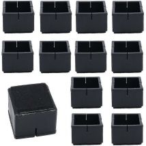 12Pcs Protege Pied de Chaise Carré 42-48mm Protège Jambes Table et Chaise pvc Capuchons Carrés avec Feutre Protege Pied de Chaise Carre Noir pour