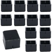 12Pcs Protege Pied de Chaise Carré 42-48mm Protège Jambes Table et Chaise PVC Capuchons Carrés avec Feutre Protege Pied de Chaise Carre Noir pour
