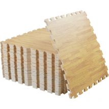 Tapis en Mousse EVA Emboîtables - 240 x 180cm - Effet Bois Doux pour Salon Chambre Salle de Gym - E1.0cm Jaune 12Pcs