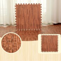 Tapis en Mousse eva Emboîtables - 240 x 180cm - Effet Bois Doux pour Salon Chambre Salle de Gym - E1.2cm Noyer 12Pcs