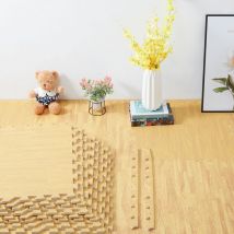 Tapis en Mousse eva Emboîtables - 240 x 180cm - Effet Bois Doux pour Salon Chambre Salle de Gym - E1.2cm Jaune 12Pcs