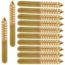 12Pcs Vis Double Filetage, Connecteur de Meubles en Bois, Double Extrémité Fileté Autotaraudeuse Vis Tige Boulon Goujon Vis Double Filetage Bois pour