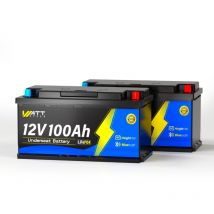 12V 100Ah Bluetooth LiFePO4 Batterie H190 – 1280Wh, mit 100A bms & Kälteschutz – Höhe 188mm – Ideal als Blei-Ersatz für Wohnmobil – 2er Pack
